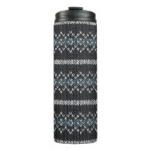 Cozy Knitted Pattern Black and Gray  Thermosbecher (Vorderseite)