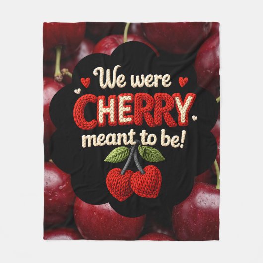 Cozy knitted-style typography and adorable cherry  fleecedecke (Vorderseite)