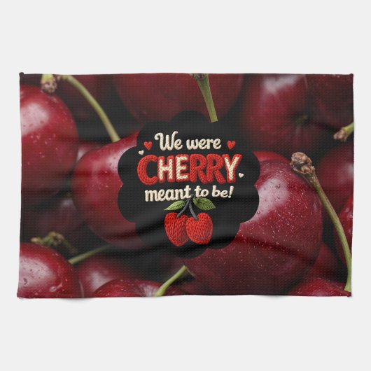 Cozy knitted-style typography and adorable cherry geschirrtuch (Horizontal)