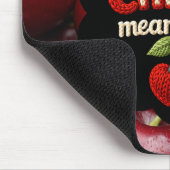 Cozy knitted-style typography and adorable cherry mousepad (Ecke)