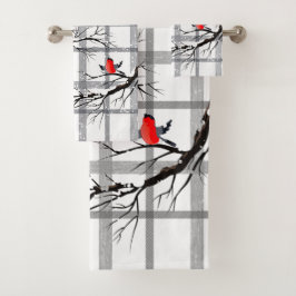 Cozy Land-Hütten-Winter-Vogel-Bad-Tuch-Set Badhandtuch Set