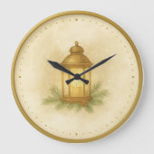 Cozy Lantern Winter Wall Clock – MerryMist Warm Gl Große Wanduhr (Vorderseite)