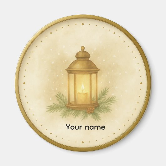 Cozy Lantern Winter Wall Clock – MerryMist Warm Gl Magnet (Vorne)