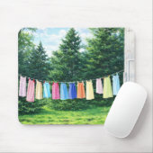 Cozy Laundry Line Anime Mousepad| Cute Aesthetic Mousepad (Mit Mouse)