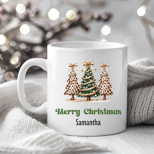 Cozy Leopard Christmas Trees Personalized Mug Kaffeetasse