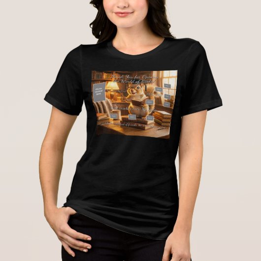 Cozy Library Squirrel Teacher Appreciation Shirt (Vorderseite)