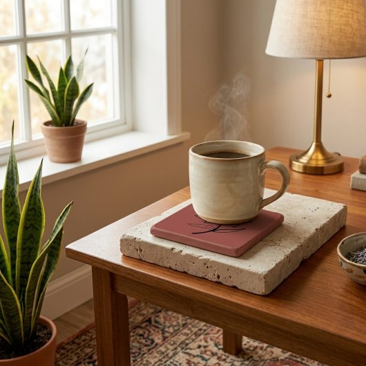 Cozy Lives Here | Warm Minimalist Stone Coaster -  Steinuntersetzer