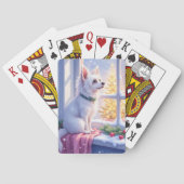 Cozy Maltese by Snowy Window Christmas Dog Art Spielkarten (Rückseite)