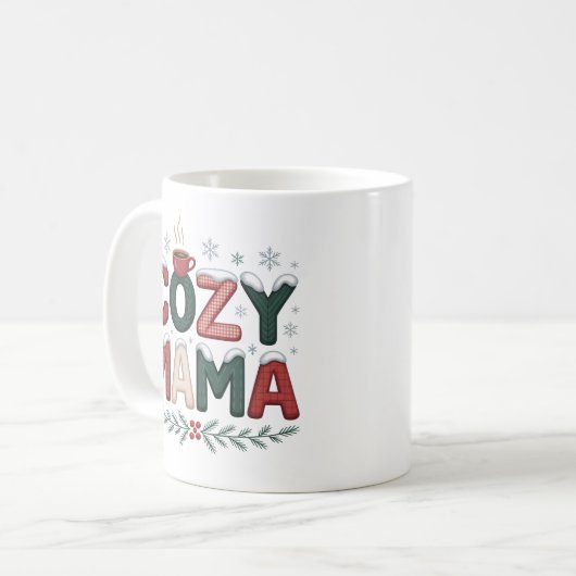 Cozy Mama Christmas Kaffeetasse (Vorderseite Links)