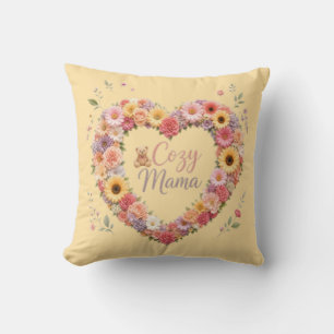 Cozy Mama Floral Herz Kranz PNG - Pastell Wildblum Kissen