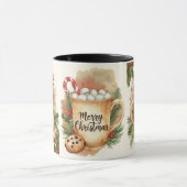 Cozy marshmallow merry Christmas holly festive Tasse (Zentrum)