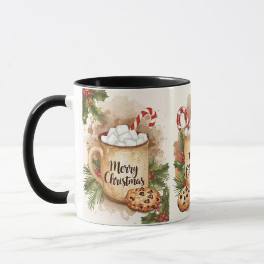 Cozy marshmallow merry Christmas holly festive Tasse (Links)