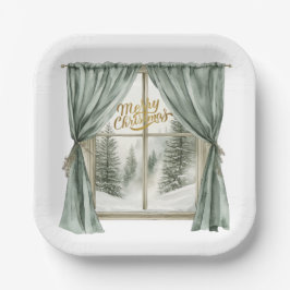 Cozy Merry Christmas Paper Plate Winter Window Pappteller