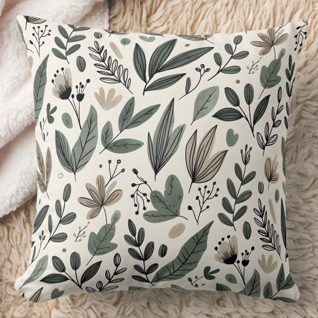Cozy Minimalist Botanical Leaf Pattern Kissen (Von Creator hochgeladen)