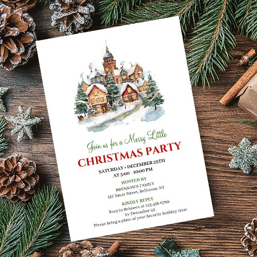 Cozy minimalist Christmas scene holiday invitation Einladung