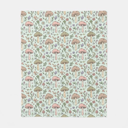 Cozy Mint Green Fungi | Gender Neutral Baby Shower Fleecedecke (Vorderseite)