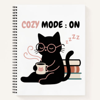 Cozy-Modus An Süße Schwarze Katze Kaffee Bücher T-