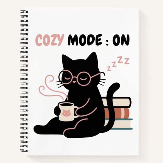 Cozy-Modus An Süße Schwarze Katze Kaffee Bücher T- (Vorderseite)