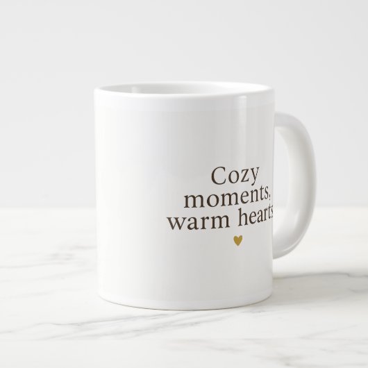 Cozy Moments, Warm Hearts | Minimalist Christmas Jumbo-Tasse (Vorderseite Rechts)