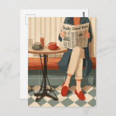 Cozy Morning Coffee and News Postkarte (Vorne/Hinten)