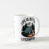 Cozy Nature Adventure Camping Campfire Mountain Kaffeetasse (VorderseiteRechts)