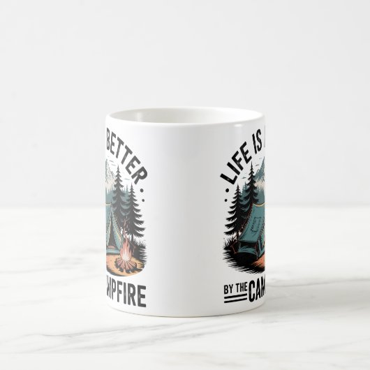 Cozy Nature Adventure Camping Campfire Mountain  Kaffeetasse (Mittel)