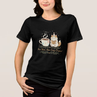 Cozy New Year Cat: Coffee & Reading Illustration Tri-Blend Shirt