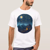 Cozy Night Cabin Under Starry Sky T-Shirt (Vorderseite)