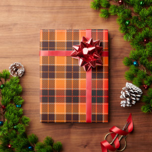 Cozy Orange & Black Karo-Weihnachtsgeschenk Geschenkpapier