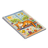 Cozy Orange Cat on Windowsill Whimsical Crayon Art Notizblock (Rechte Seite)