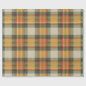 Cozy Orange, Grün & Creme Tartan Geschenkpapier (Flach)