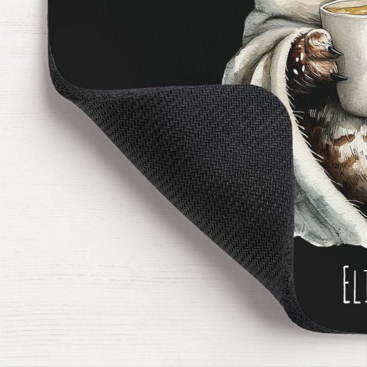 Cozy Owl with Coffee Mug Mouse Pad Mousepad (Ecke)