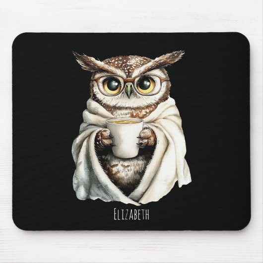 Cozy Owl with Coffee Mug Mouse Pad Mousepad (Vorne)