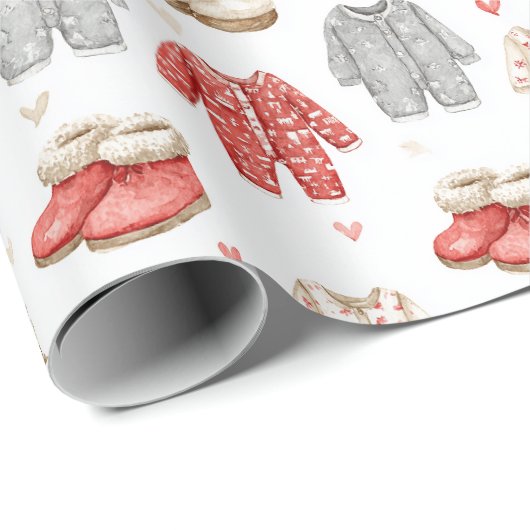 Cozy Pajamas Boho Babyshower Pattern Geschenkpapier (Rolleneckpunkt)