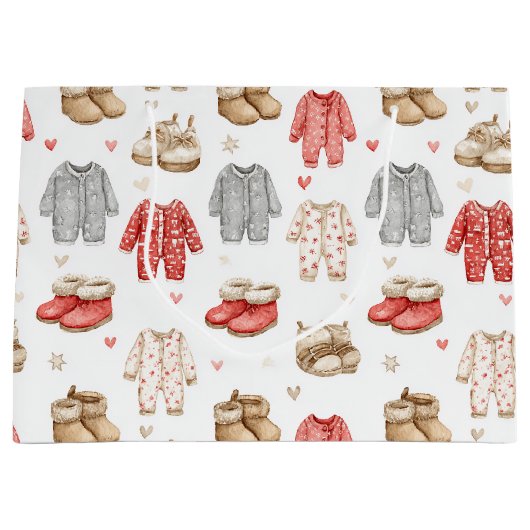 Cozy Pajamas Boho Babyshower Pattern Große Geschenktüte (Vorderseite)