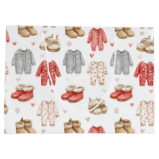 Cozy Pajamas Boho Babyshower Pattern Große Geschenktüte (Rückseite)