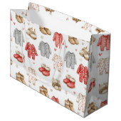 Cozy Pajamas Boho Babyshower Pattern Große Geschenktüte (Vorderseite Schrägansicht)