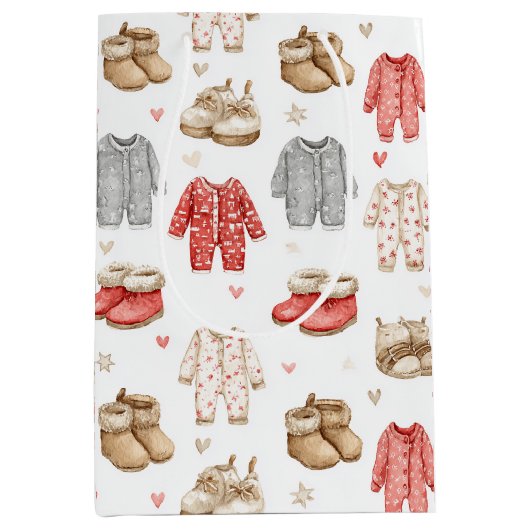 Cozy Pajamas Boho Babyshower Pattern Mittlere Geschenktüte (Vorderseite)