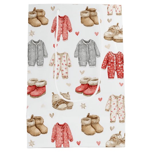 Cozy Pajamas Boho Babyshower Pattern Mittlere Geschenktüte (Rückseite)