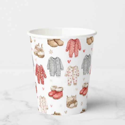Cozy Pajamas Boho Babyshower Pattern Pappbecher (Links)
