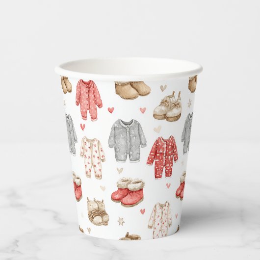 Cozy Pajamas Boho Babyshower Pattern Pappbecher (Vorderseite)