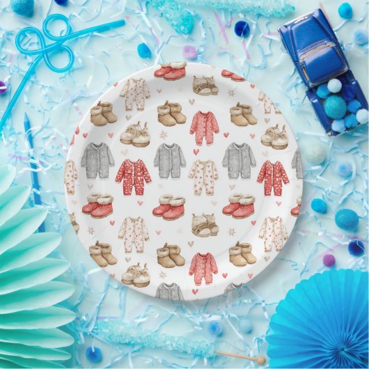 Cozy Pajamas Boho Babyshower Pattern Pappteller (Party)