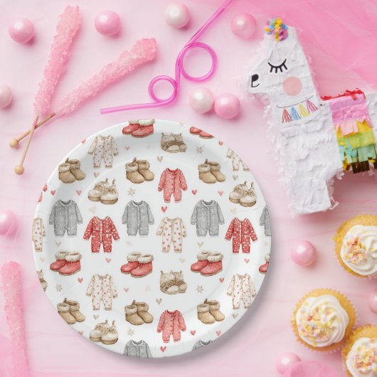 Cozy Pajamas Boho Babyshower Pattern Pappteller (Party)