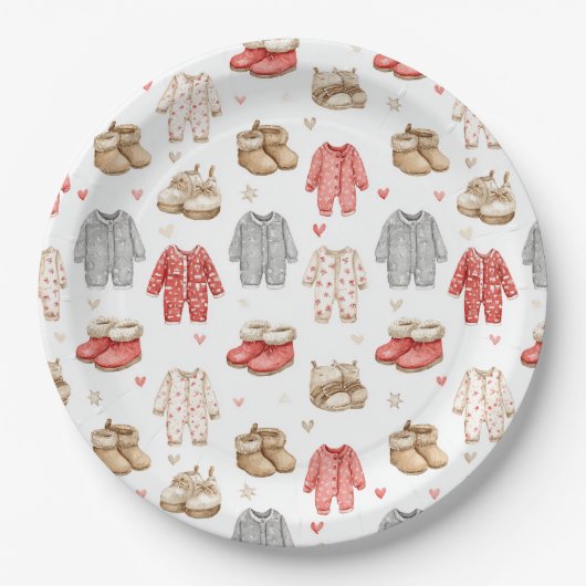 Cozy Pajamas Boho Babyshower Pattern Pappteller (Vorderseite)