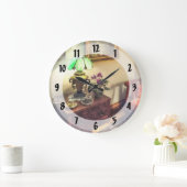 Cozy Parlor with Flower Petal Lamp Große Wanduhr (Zuhause)