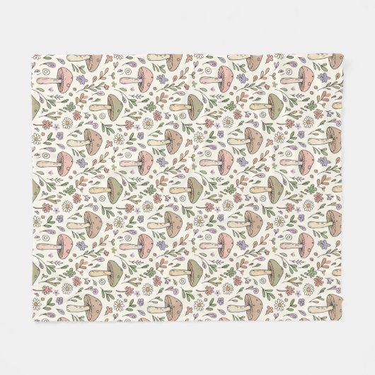 Cozy Pastel Cream Fungi Seamless Pattern Gift Fleecedecke (Vorderseite (Horizontal))