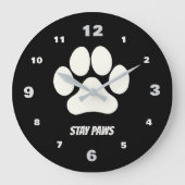 Cozy Paws Collection Schwarz Große Wanduhr (Vorderseite)