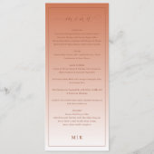 Cozy Peach Classic Wedding Menu Menükarte (Vorderseite)