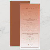 Cozy Peach Classic Wedding Menu Menükarte (Vorne/Hinten)