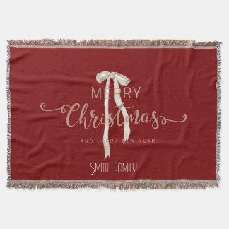 Cozy Personalized Family Name Custom Red Holiday Decke